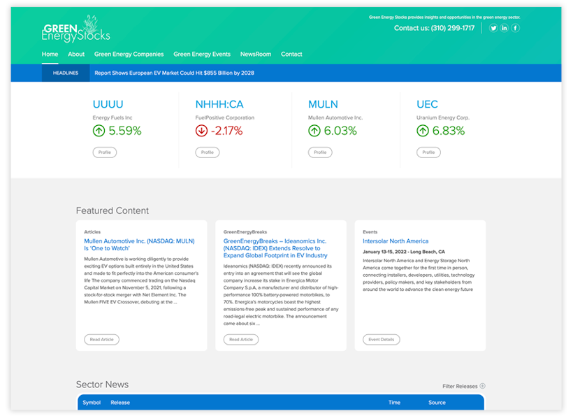 Green Energy Stocks Website