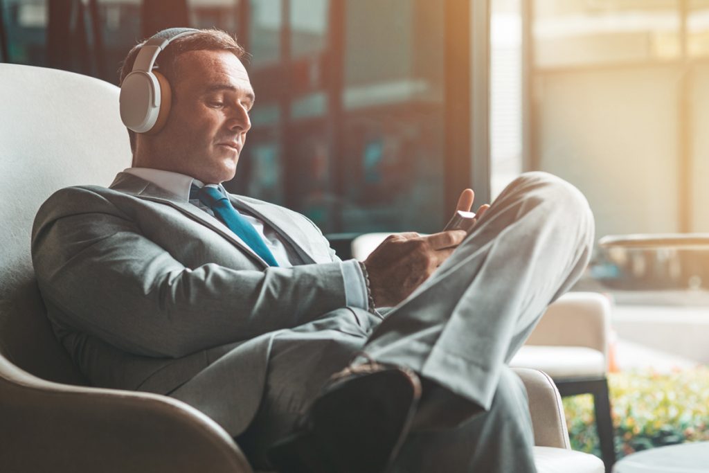 Investor Listening to Podcast